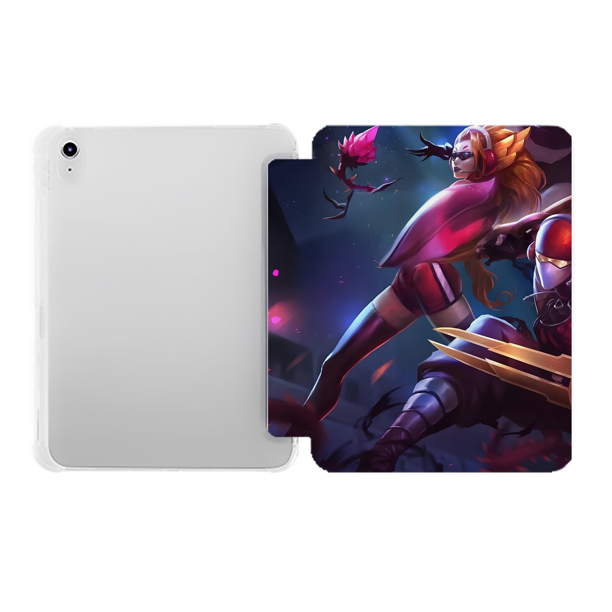 （画像用） リーグ・オブ・レジェンド League of Legends LOL IPad ケース ペン収納付き 三つ折りスタンド PUレザー×シリコン 対応機種9.5/10.5/10.9インチ